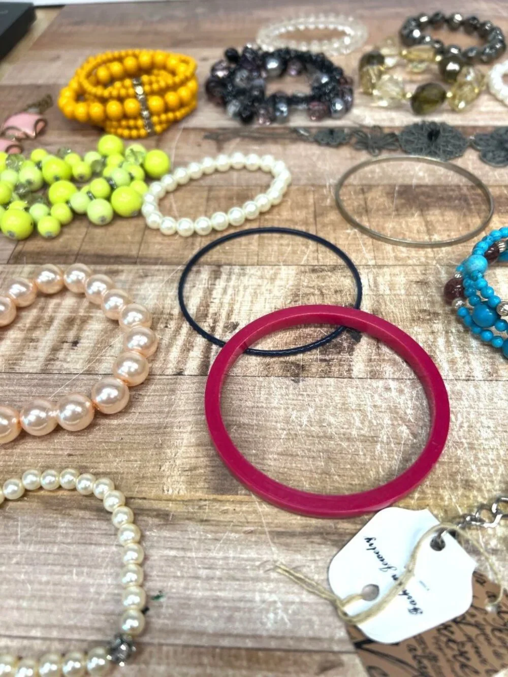 Vintage & Modern Bracelet & Jewelry Lot With Beads Pearls Metal & Resin For Craf